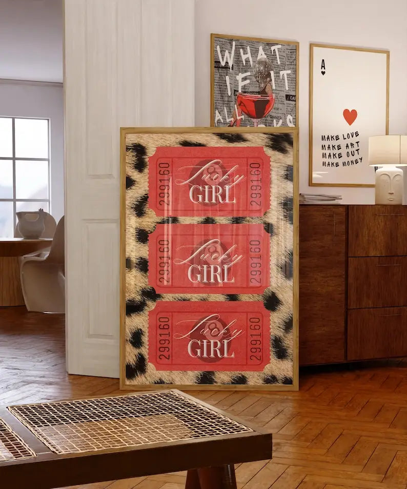 6pcs/set Fashion Leopard Print Magazine Cover Canvas Printing Red Fashion Girl Print Wall Art Poster for Living Room Home Decor