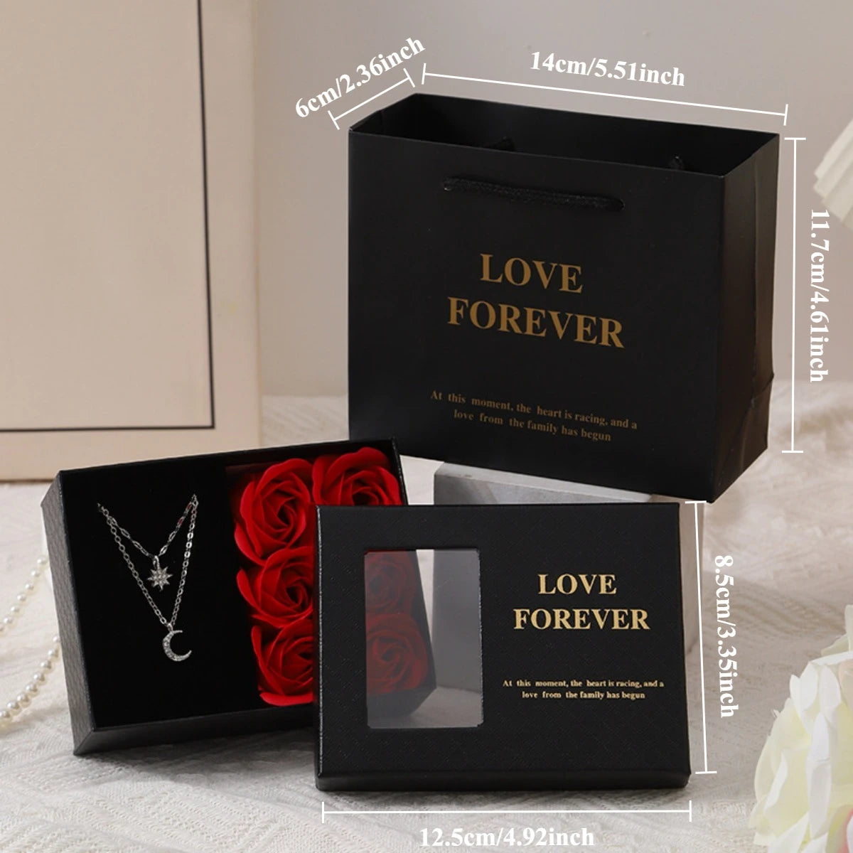Valentine's Day Eternal Flower Rose Gift Box for Ring Pendants Jewelry Present Window Opening Design Gift Box Packaging Romantic