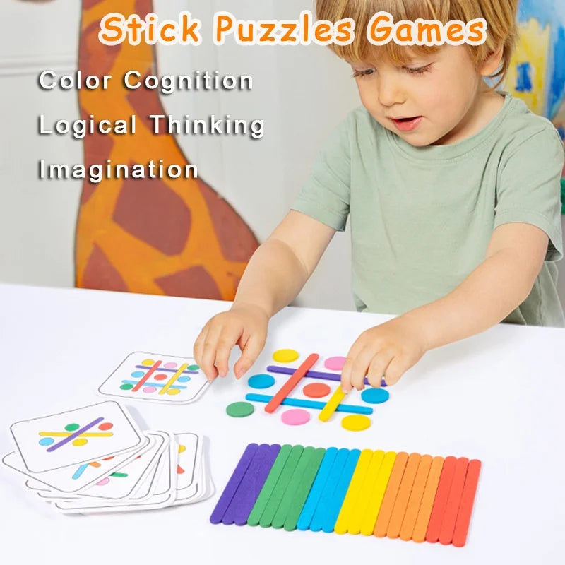 Kids Rainbow Stick Puzzle Montessori Toys Color Sensory Logical Thinking Matching Games Children Early Educational Wooden Toys