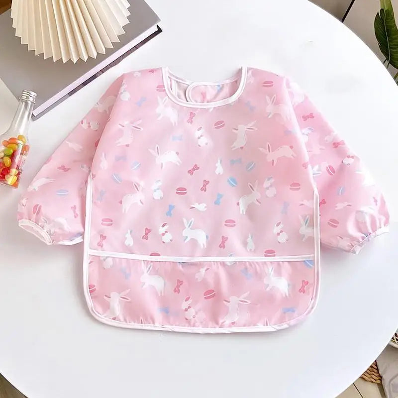 Cute Colourful Cartoon Baby Long Sleeve Bibs