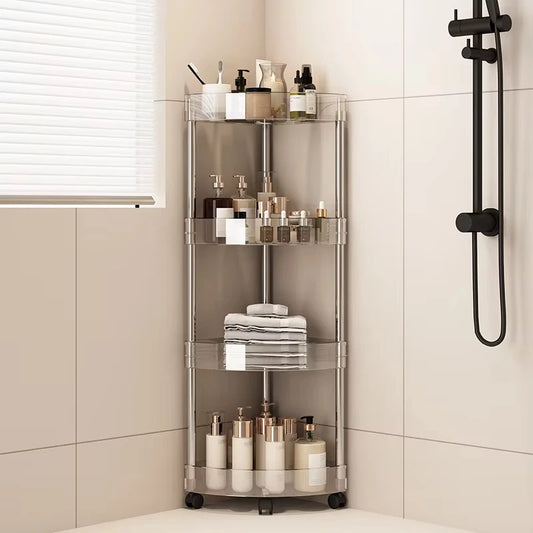 Shelf Trolley Bathroom Organiser Shelves Kitchen Home Large Capacity Storage Rack Acryl Cart Corner Cosmetic Organiser Supplies