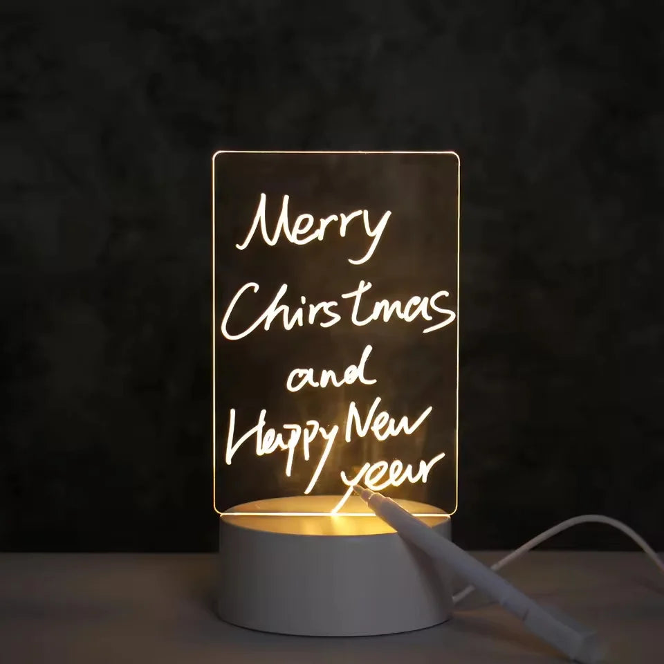 LED Notepad Drawing Board Glowing Acrylic Message Board With Pen Erasable Children's Drawing Letter Message Board Night Lamp