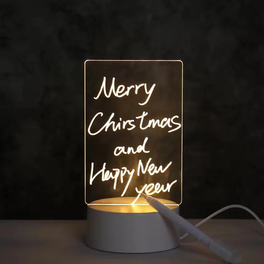 LED Notepad Drawing Board Glowing Acrylic Message Board With Pen Erasable Children's Drawing Letter Message Board Night Lamp