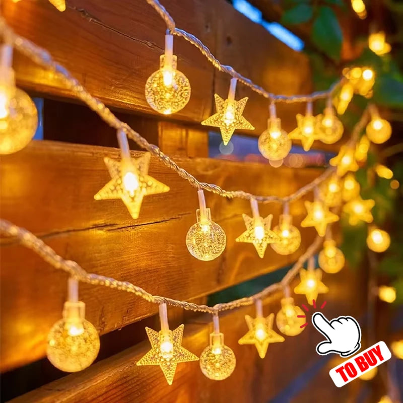2/5/10M LED Copper Wire Light String Fairy Garland Battery Powered Garden Bedroom Party Wedding Christmas New Year Ornament