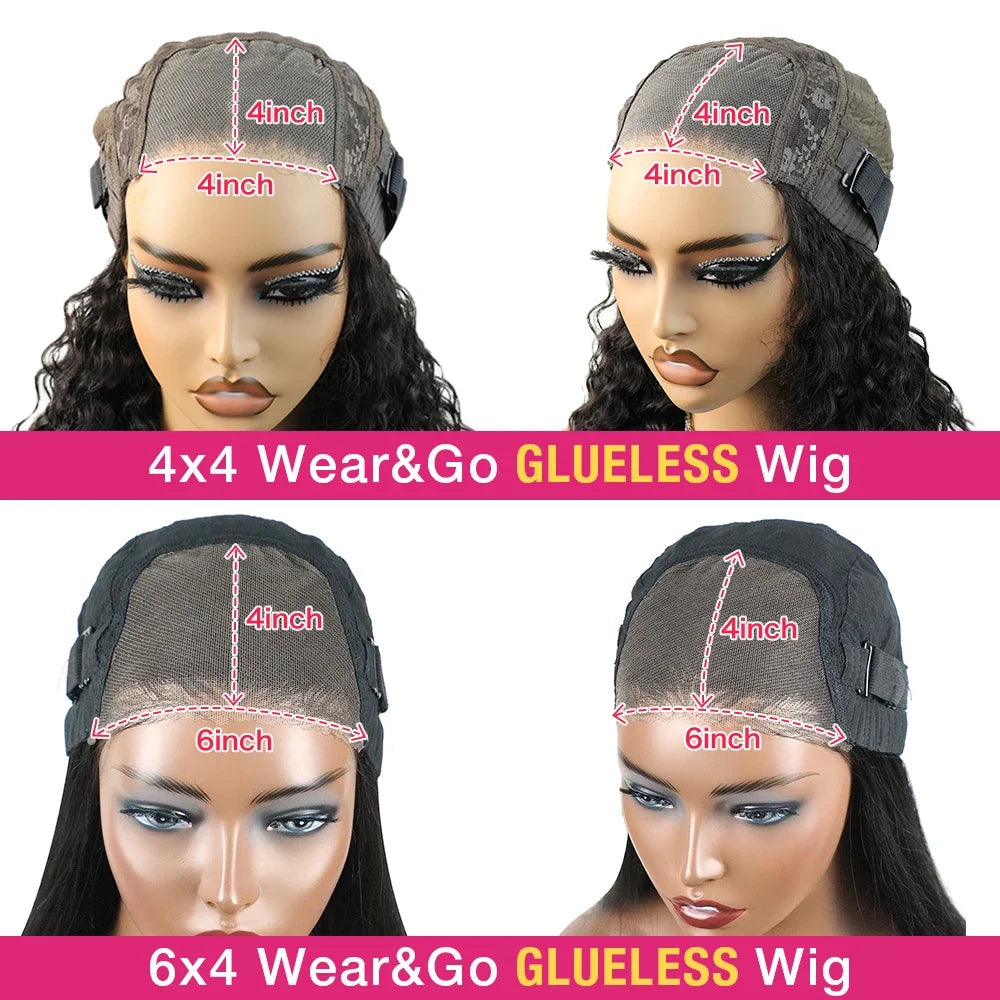 Wear And Go 13x4 Deep Wave Bob Wig For Women Curly Glueless Ready To Go Human Hair Wigs Pre Cut No Lace 200% For Black Woman