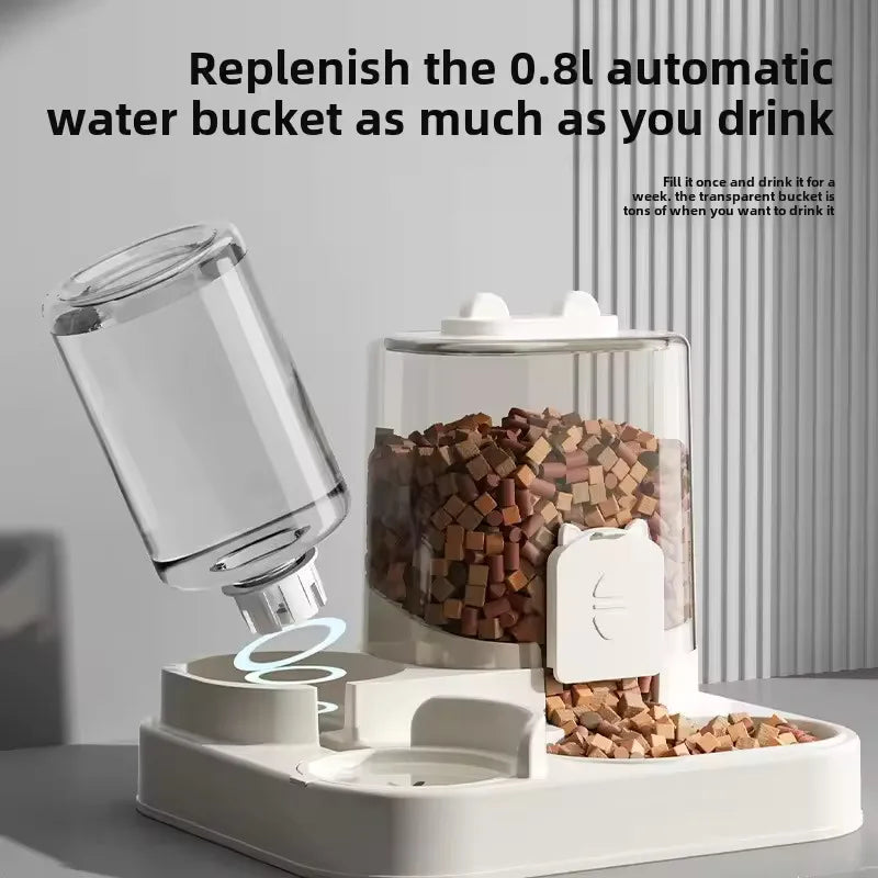 Automatic Dog Cat Feeder and Water Dispenser Gravity Food Feeder and Waterer Set with Pet Food Bowl