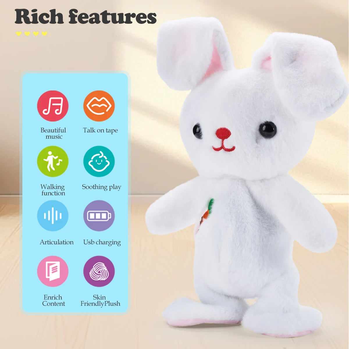 Electric Plush Toys, Talking Repeat Dancing Walking Duck Panda Rabbit Dog Sheep, Early Education Toy Gifts for Kids
