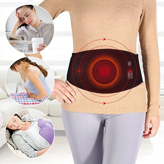 Heat Therapy Waist Pad Heating Waist Belt Brace For Pain Relief Lower Back Therapy Lumbar Black Waist Heating Pad Belt
