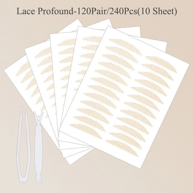 240pcs Lace Eyelid Stickers – Invisible Mesh Double Eyelid Tape for Eye Makeup and Beauty Tools