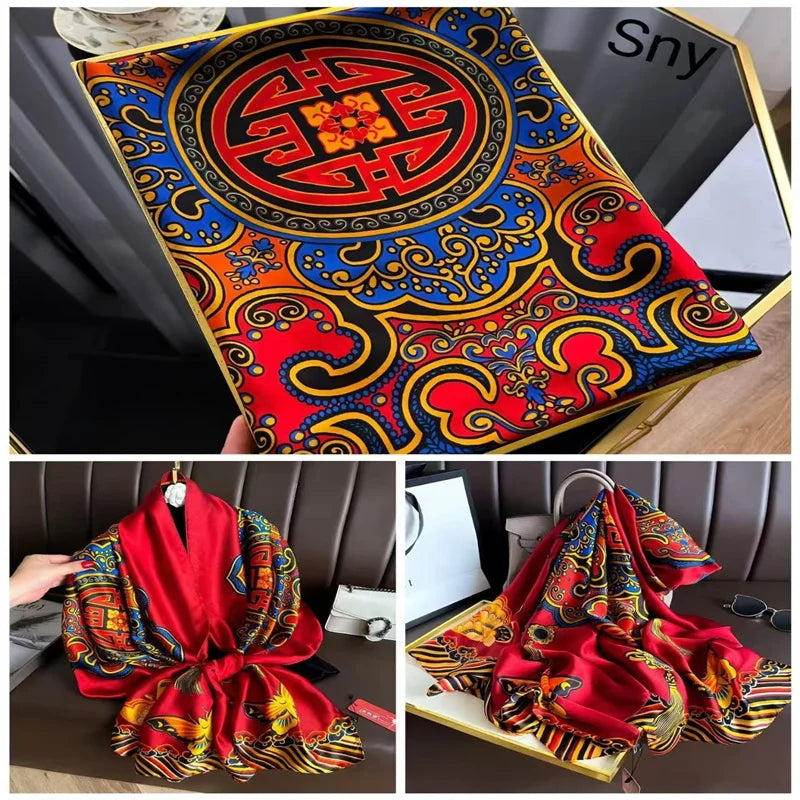 Tensili Brocade Satin Scarf Printed Silk Shawls