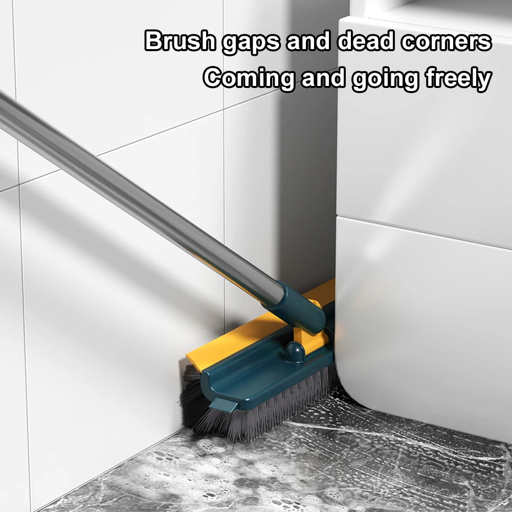 3 in 1 Floor Scrub Brush with Right Angled Bristle & Scraper Long Handle Grout Brush Shower Scrubber for Bathroom Tub Tile Floor
