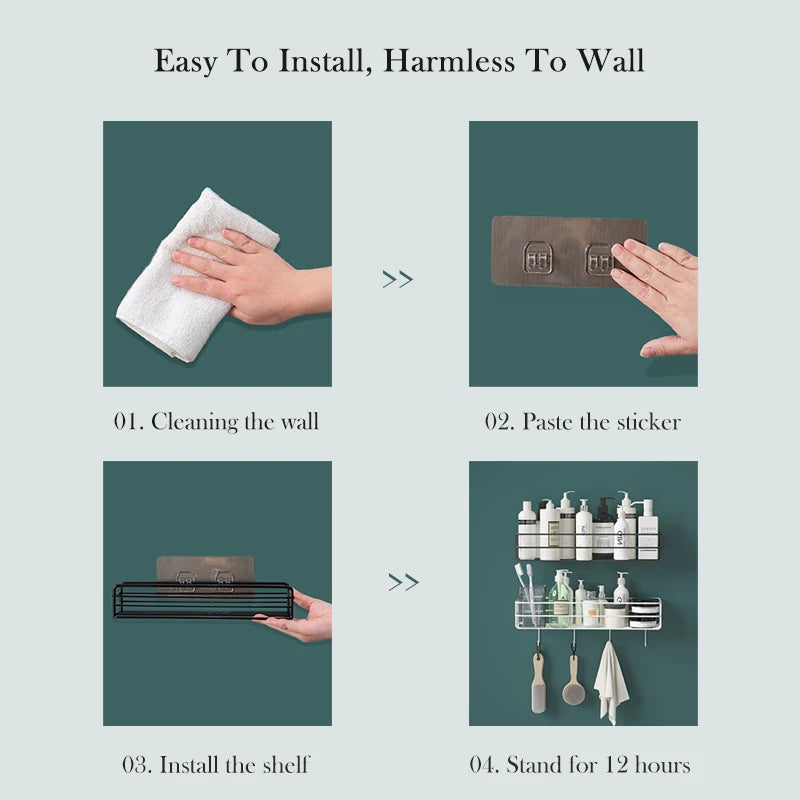 Bathroom Metal Shelves No-Drill Bathroom Organiser Cleaning Supplies Organiser Kitchen Supplies Storage Bathroom Accessories