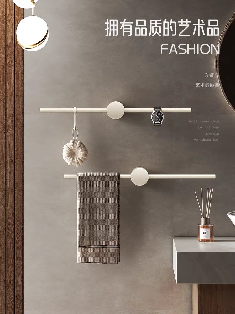 Bathroom Towel Rack Brass Wall-mounted Toilet Space White Bar Storage Rail Shelf Bathroom Hardware Set Accessories Hanger