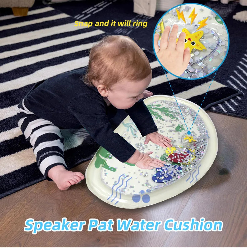 Water-Filled Crawling Mat with Snap-On Feature Instant Response Pad for Babies Developmental Play Mat with Sound Effect