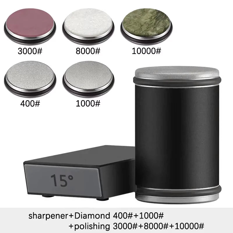 Niiruo Rolling Knife Sharpener Kit Double Sided Diamond Sharpening 15/20° Degree Magnetic Angle For Kitchen Knives Whetstone Set