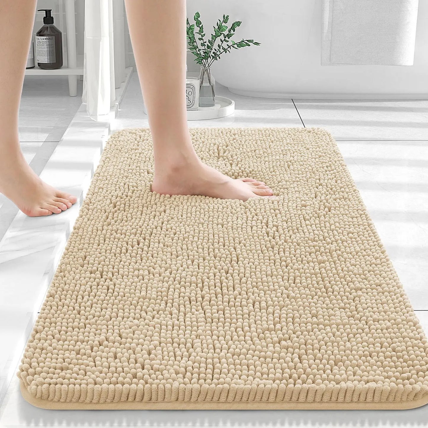 Homaxy Chenille Plain Hairy TPR Material Door Mat Indoor Non Slip Door Mat Dirt Trap Absorbent Mat Absorbs Water Bathroom Mat
