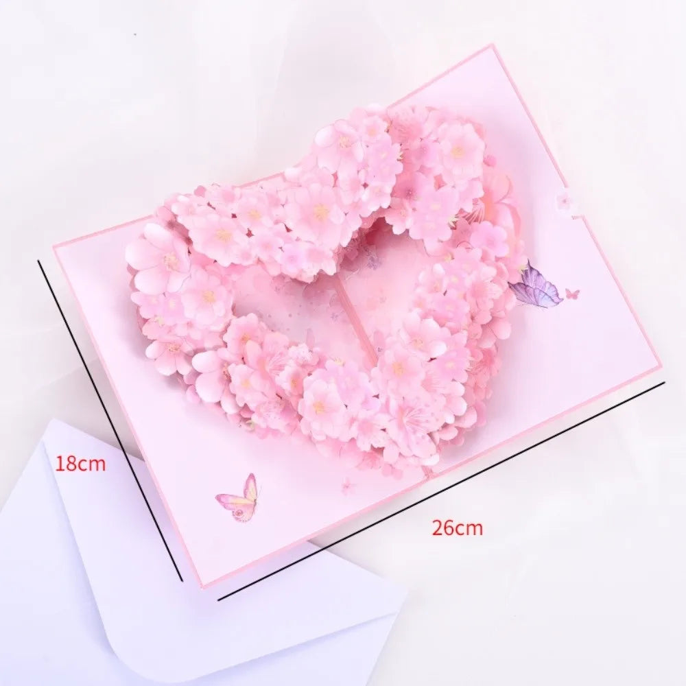 Romantic Theme Anniversary Card Pop-Up Mechanism 3D Heart Tree Couple Card Heart Tree Design 3D Love Tree Card Valentines Day