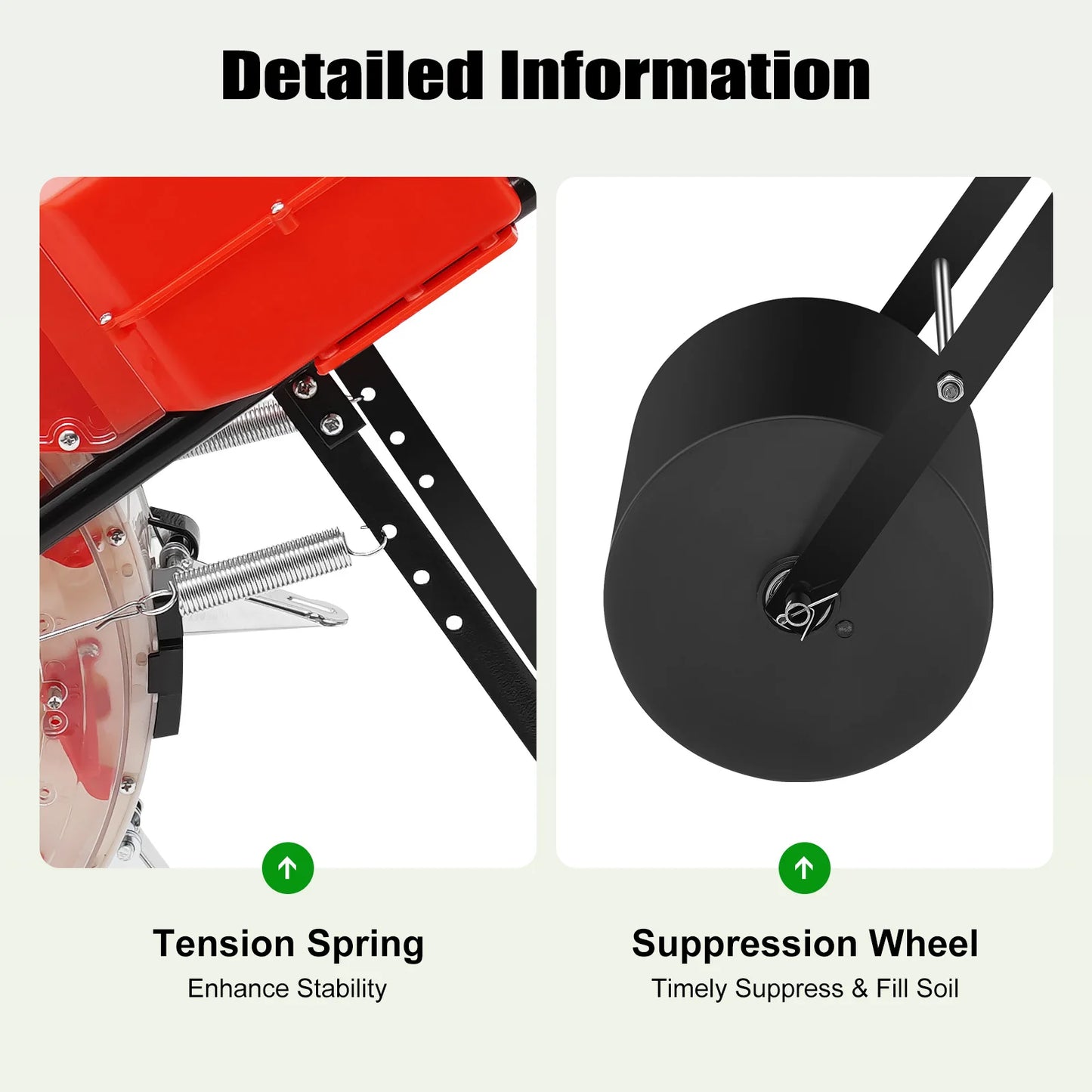 Garden Push Seeder Adjustable Sowing Depth Accurate Seed Distribution Hand-Push Seeder for Easy Harvesting