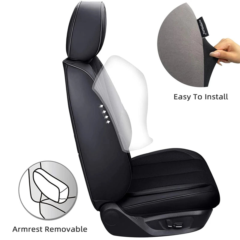 Fashion Front Car Seat Covers Car Accessories Tire Track Embossed Styling Durable Comfortable Fabric Universal Fit For Most Car
