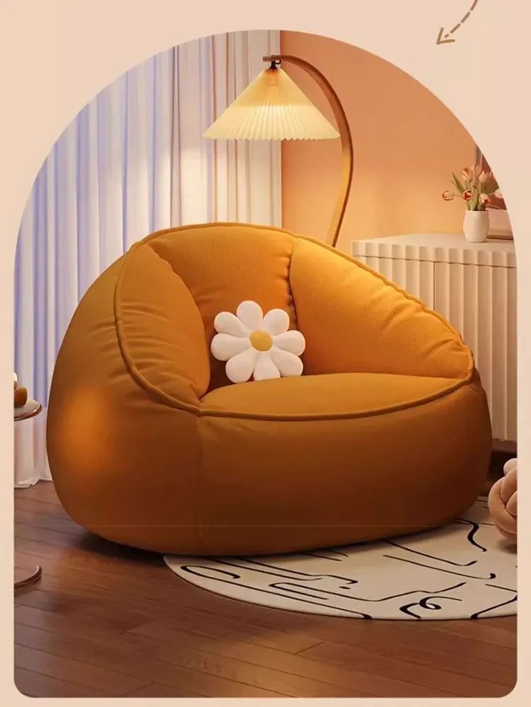 Single Lazy Bean Bag Sofa Upscale Soft Balcony Comfortable Sofa Chair with Footrest Padding Included Home Furniture