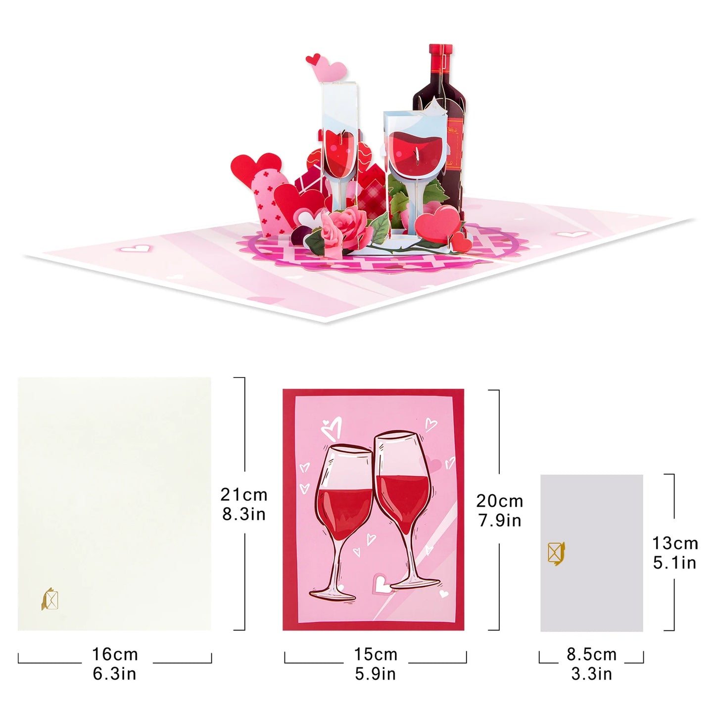 3D Love Pop Up Card for Valentine's Day Wedding Invitations Anniversary Wife Husband