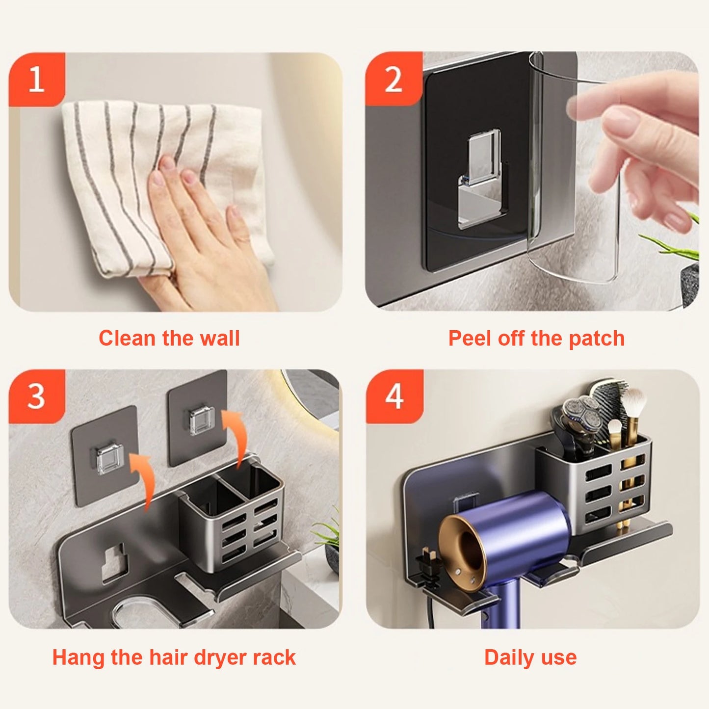 Hair Dryer Holder Wall Dryer Cradle Straightener Stand Hairdryer Organiser Box Toilet Blower Holder Shelf Bathroom Accessories