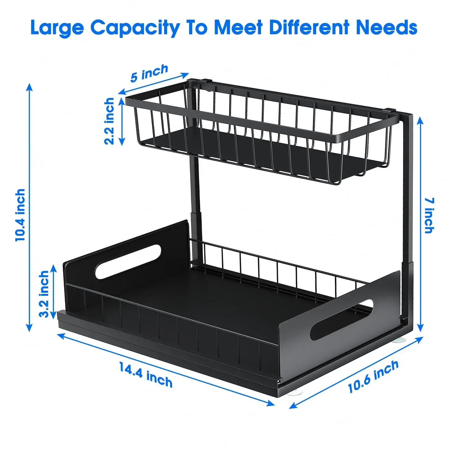 Double-layer Sliding Rail Basket Under-Sink Storage Rack Bathroom & Kitchen Storage