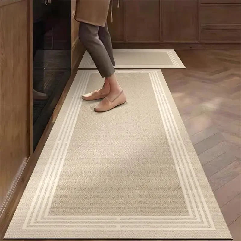 Kitchen Rug Pvc Waterproof Leather Carpet Beige Long Floor Mat Non-slip Oil-proof Home Decoration Vinyl Rugs Alfombras De Cocina
