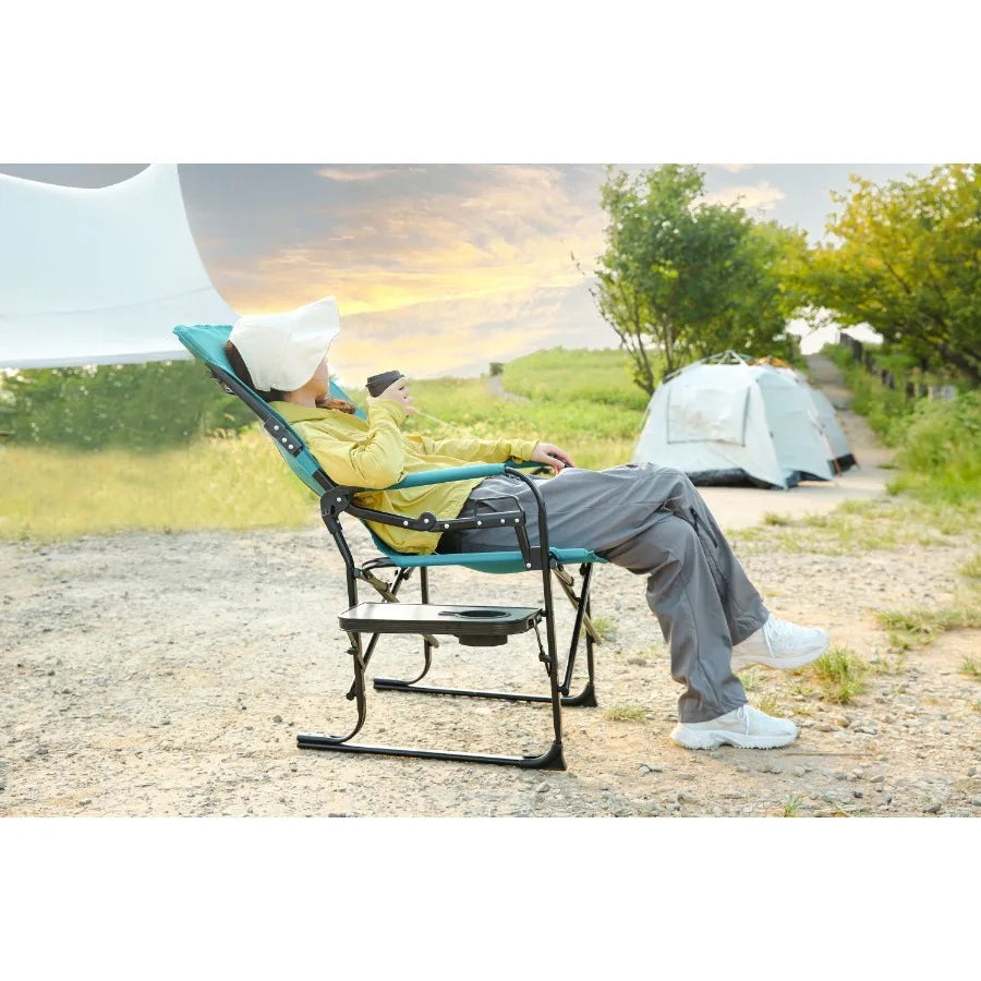 Heavy Duty Camping Portable Folding Chair with Side Table Pocket