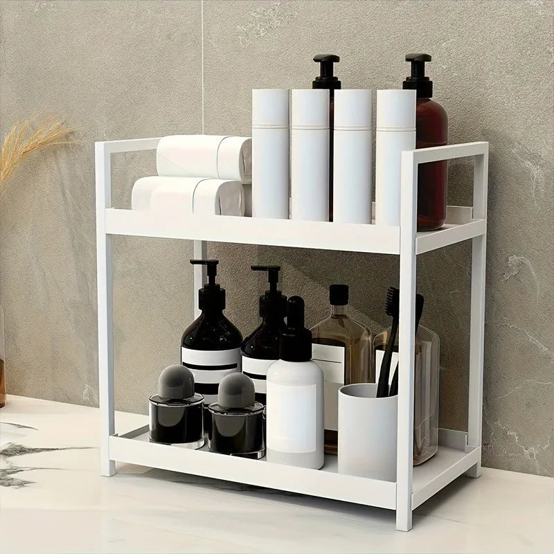 2-Tier Countertop Organiser – Multi-Purpose Storage Rack for Bathroom, Bedroom &amp; Kitchen
