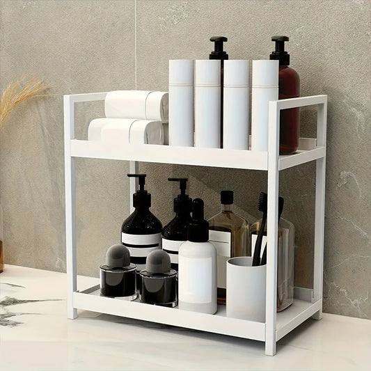 2-Tier Countertop Organiser – Multi-Purpose Storage Rack for Bathroom, Bedroom &amp; Kitchen