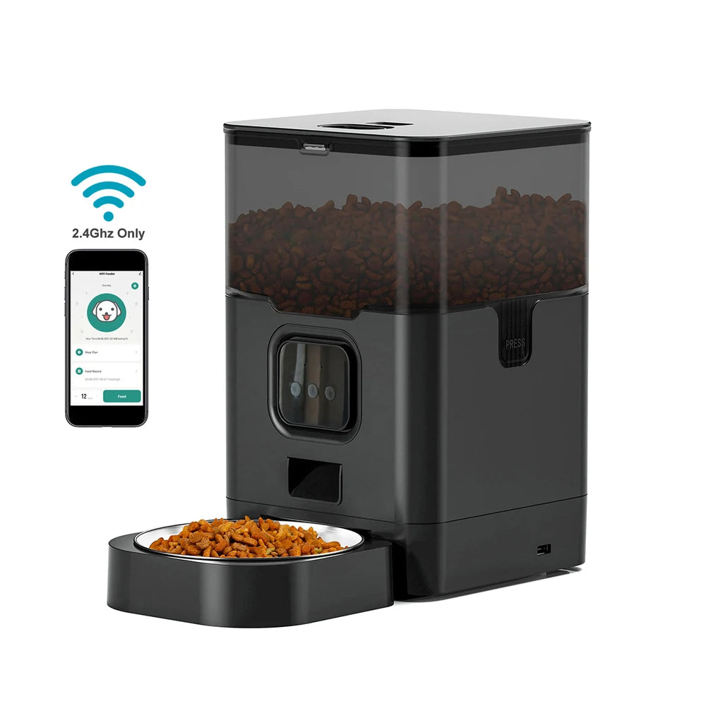 4L Automatic Pet Feeder APP Smart Cat Feeder Dog Slow Food Dispenser with Stainless Steel Bowl Voice Timer
