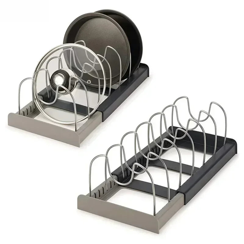 Expandable Pots and Pans Storage Rack for Cabinets Pot and Lid Holder with 6 Adjustable Shelves for Kitchen Organisation Tools