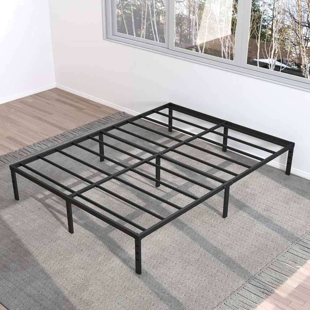 Heavy Duty Queen Platform Metal Bed Frame Support Up to 3000 lbs, Easy Assembly, Noise Free, Black