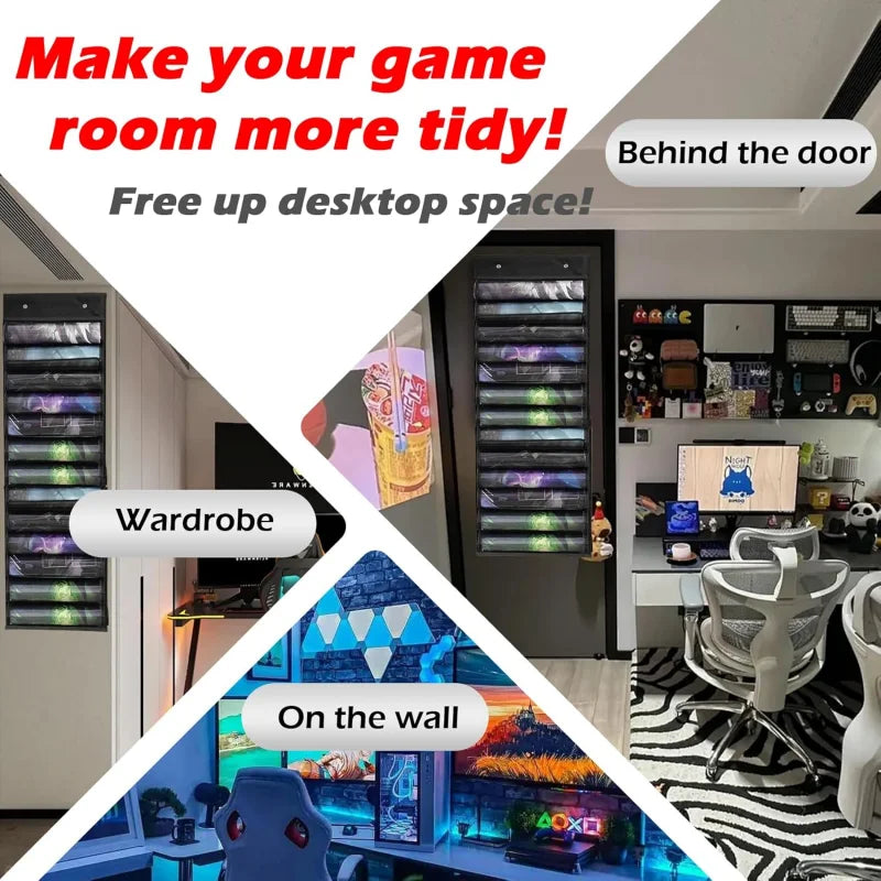 Playmat Holder - Portable Organiser Rack for TCG/RPG Mat, Compact Storage Solution for MTG & Collectible Game Mats with 2 Hooks