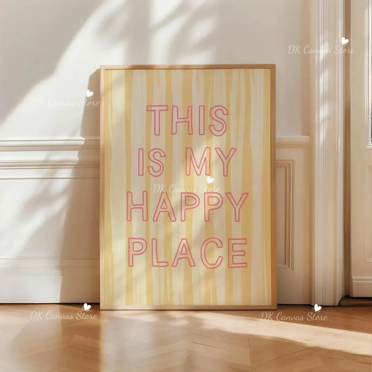 "This Is My Happy Place" Heart Quote Canvas Print Poster Modern Minimalism Art Prints Bedroom Living Room Wall Art Home Decor