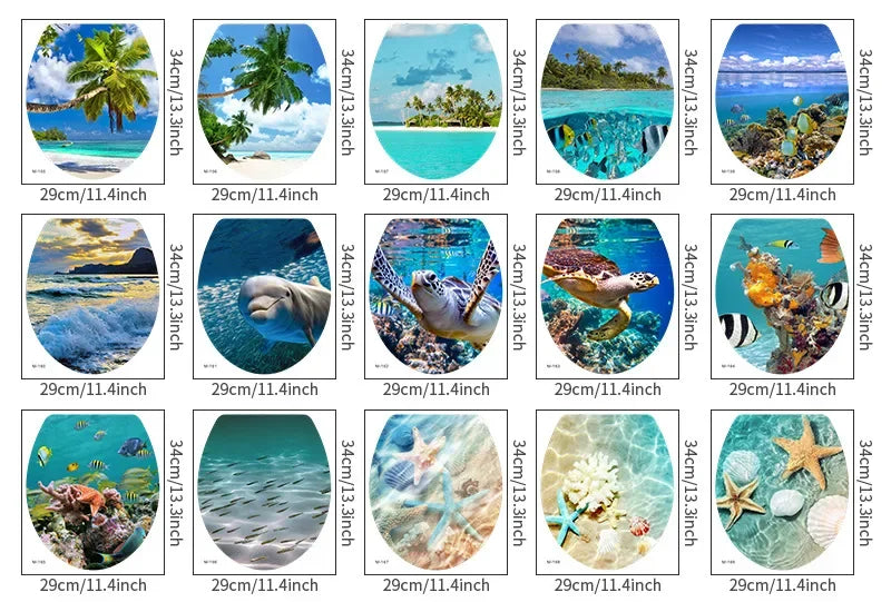 1pc DIY Undersea Animal Pattern Bathroom Decor 3D Toilet Seat Sticker PVC Art Wallpaper Removable Bathroom Decals Toilet Sticker