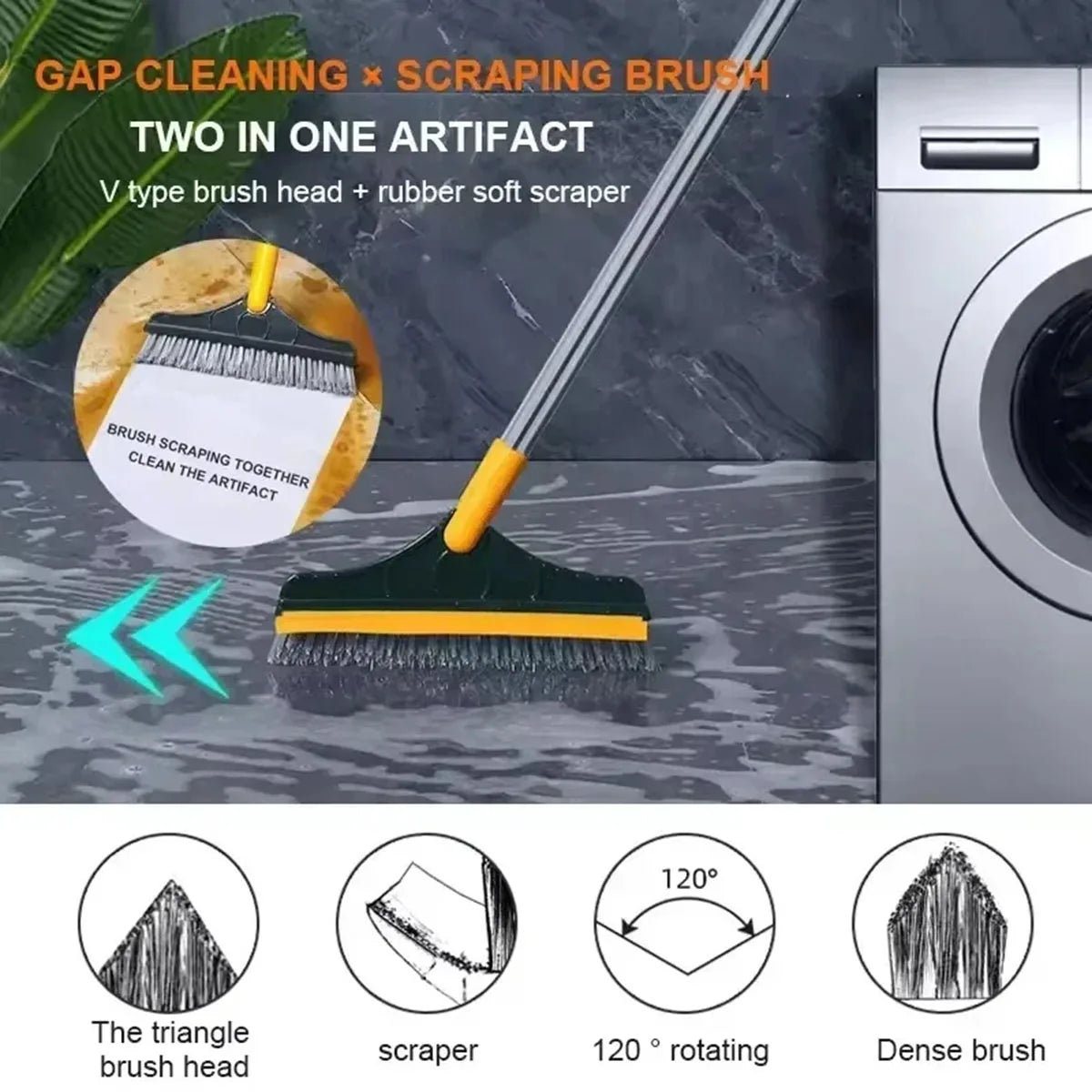 Bathroom Floor Brush Wash the floor Brush the ground Seam Brush Tile Long Handle Wall Wash Toilet Cleaning