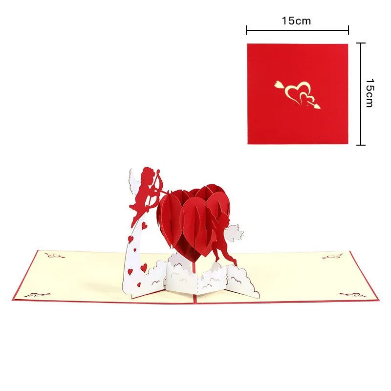 Love Postcard 3D Pop UP Greeting Cards Wedding Birthday Anniversary for Couples Wife Husband Handmade Valentines Day Gift