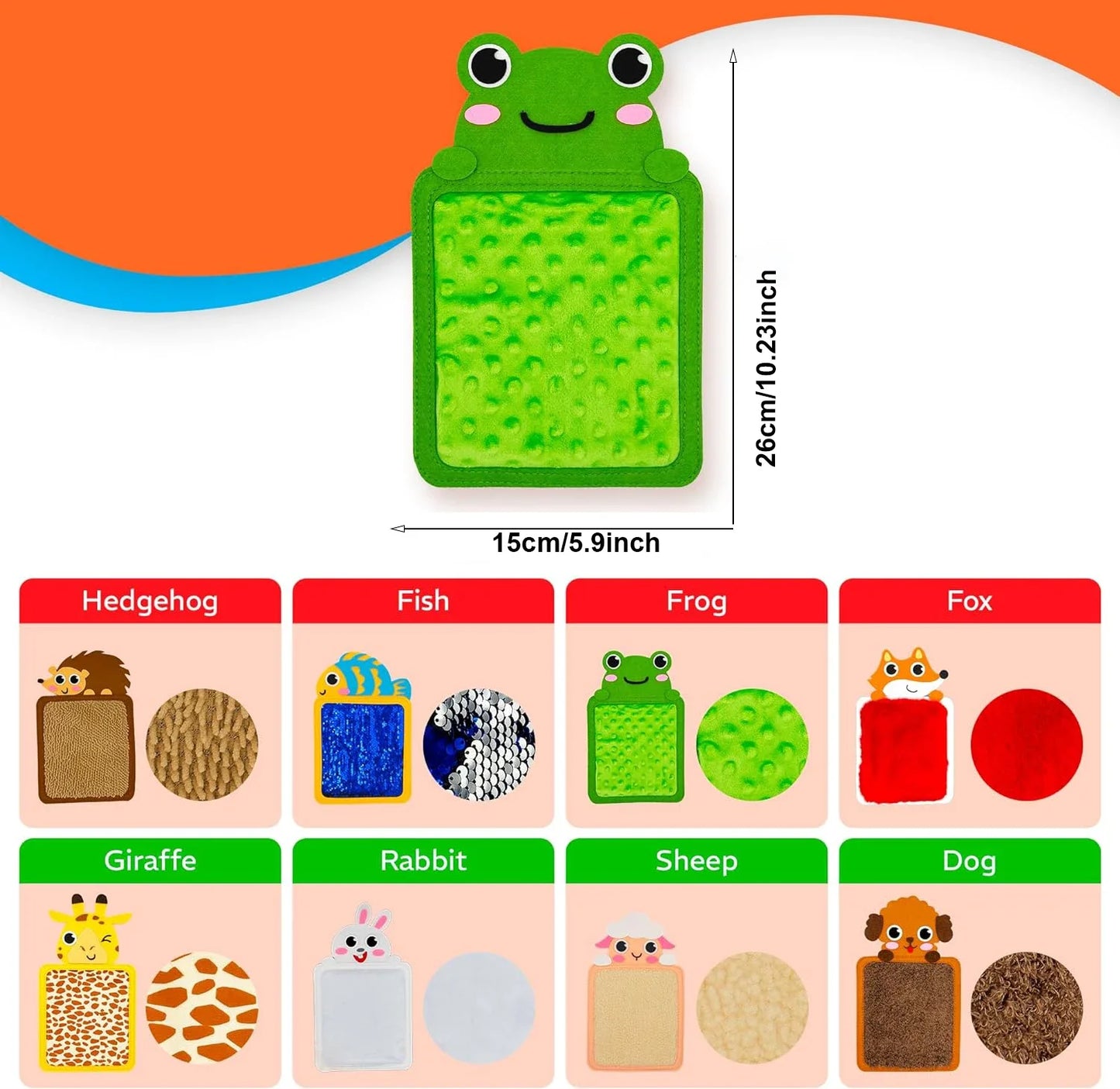 Baby Montessori Sensory Toys Cartoon Animal Cognition Mat Hand-Eye Coordination Education Toy Sensory Tactiles Pad for Autistic