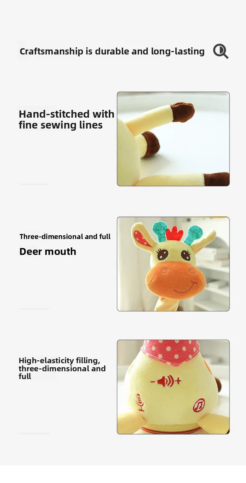 Cute Dancing Talking Giraffe Toy Repeating What You Say with 10 Songs Adjustable Volume Swaying Dancing Giraffe Musical Glowing