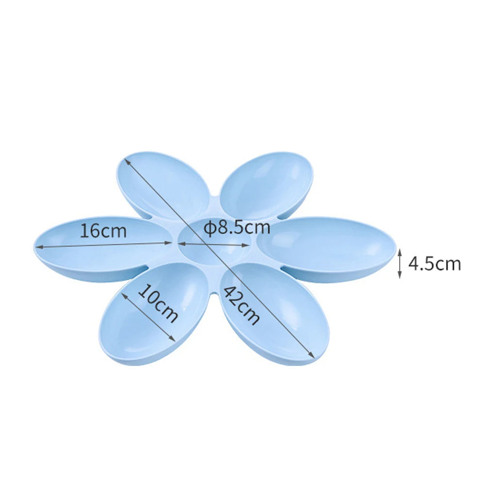6-in-1 Petal-Shaped Pet Feeder – Food and Water Bowl for Cats & Dogs, Plastic Pet Feeding Container