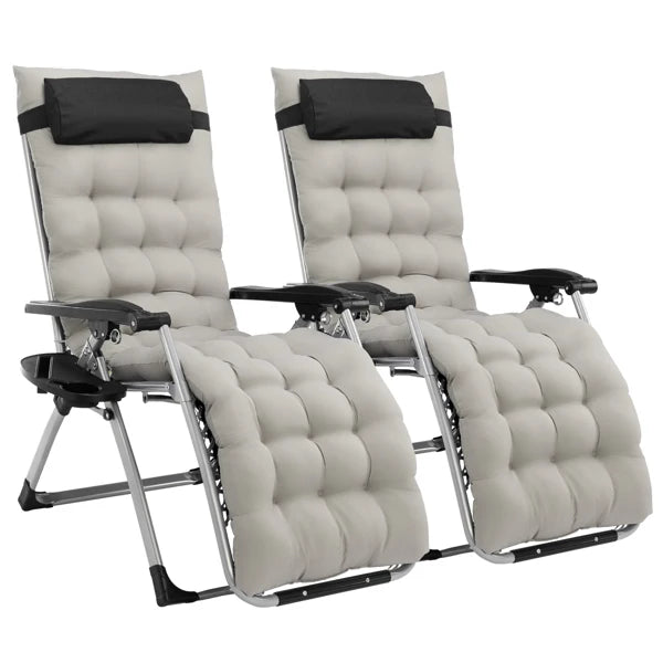 Infinity Zero Gravity Chair with Pad, Patio Chairs with Pillow and Utility Tray Adjustable Folding Recliner for Deck,Patio,Beach