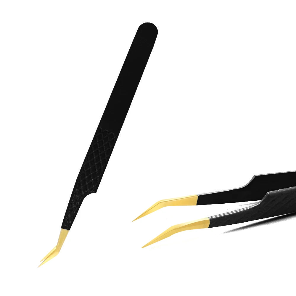 Black Stainless Steel Eyelash Tweezer