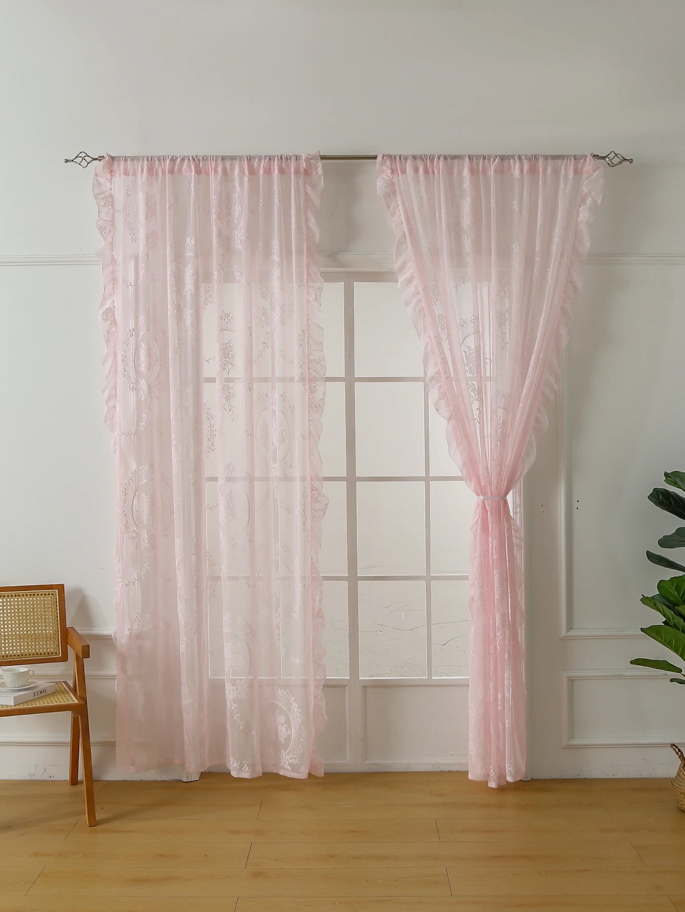 78" Pink Lace  Curtains