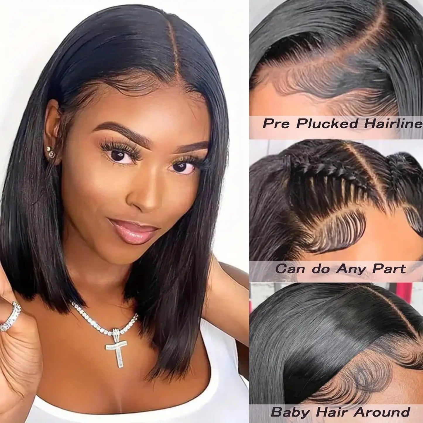 200 Density Short Bob Wig Straight Lace Front Wigs Human Hair 13x4 13x6 HD Lace Frontal Brazilian Wig 100% Human Hair For Women