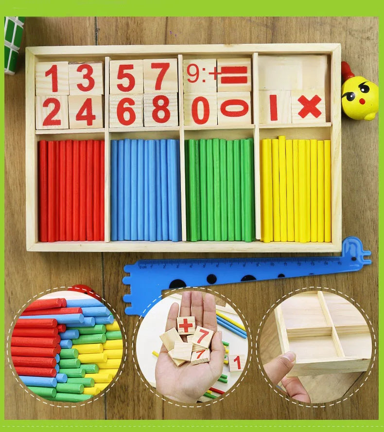 Kids Wooden Math Toys for Children Montessori Educational Learning Number Counting Sticks Kindergarten Mathematics Teaching Aids