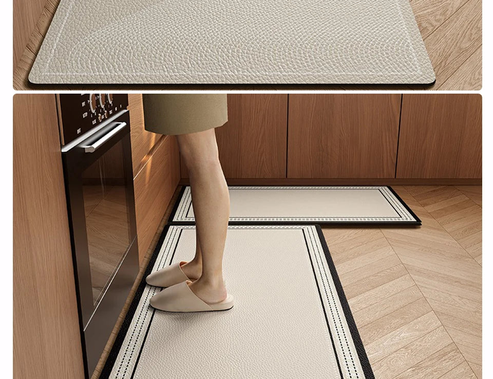 Kitchen Mat Waterproof Non-slip Rugs Leather Carpet Anti-fatigue Pvc Floor Mats Oil-proof Easy To Clean Anti-slip Area Long Rug