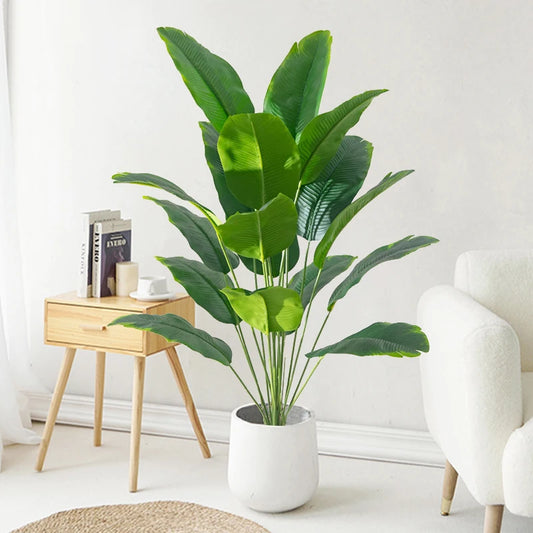 Artificial Tropical Palm Tree – Large Real Touch Fake Banana Plant & Monstera Leaves Décor
