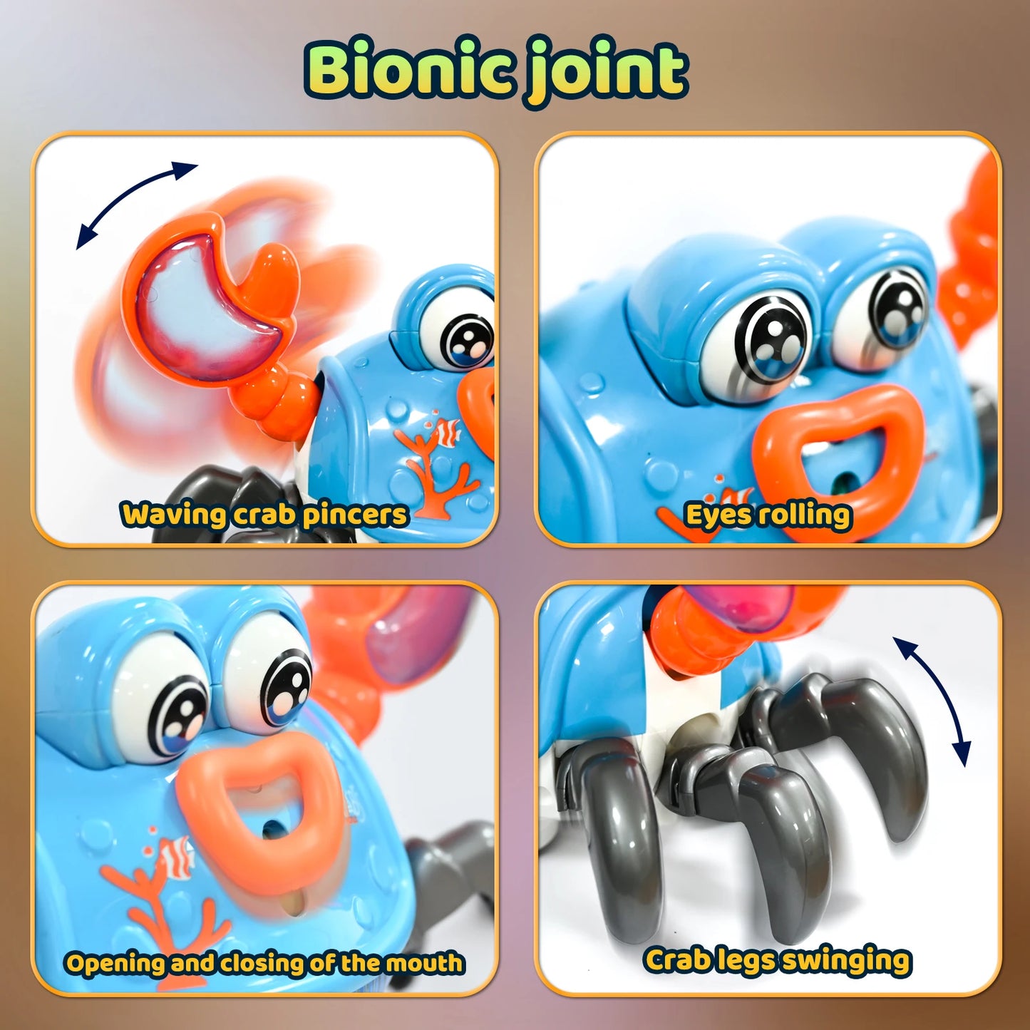 Crawling Crab Toy with Lights and Music – Interactive Electronic Pet with Obstacle Avoidance for Babies